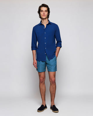 Navy blue washed cotton knit shirt