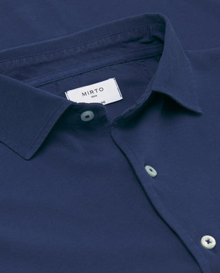Camisa de punto azul marino en algodón lavado by M | 03073_0055_5