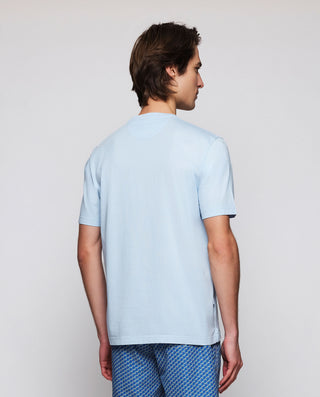 Pale blue organic cotton crew neckline T shir