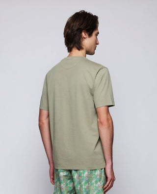 Khaki organic cotton crew neckline T shirt