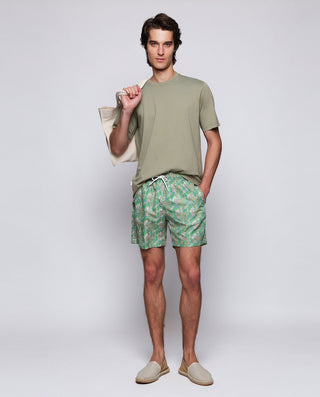 Khaki organic cotton crew neckline T shirt