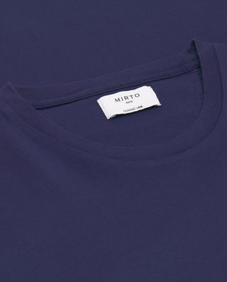 Camiseta azul marino cuello redondo de algodó by M | 03075_0057_5