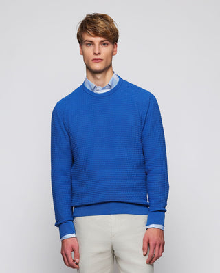 Jersey de punto azul en jacquard by MIRTO | 03079_0052_2