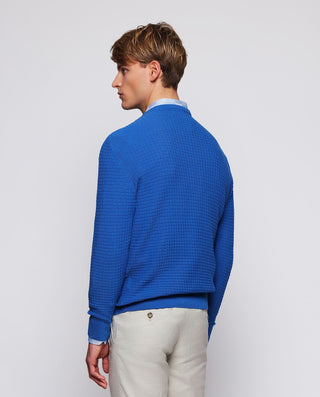 Jersey de punto azul en jacquard by MIRTO | 03079_0052_3