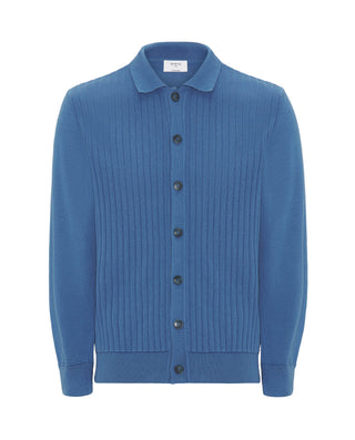 Chaqueta de punto azul con frontal en canalé by MI | 03081_0052_1