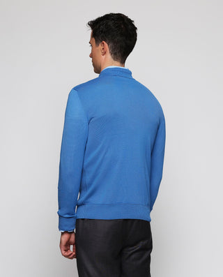 Chaqueta de punto azul con frontal en canalé by MI | 03081_0052_3