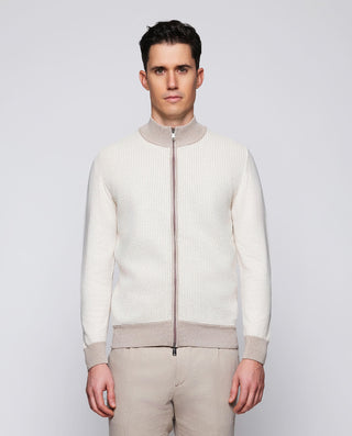 Chaqueta de punto beige con cremallera by MIRTO | 03084_0050_2