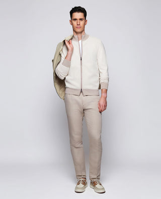 Chaqueta de punto beige con cremallera by MIRTO | 03084_0050_4