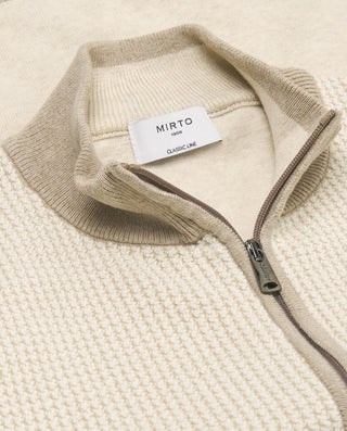 Chaqueta de punto beige con cremallera by MIRTO | 03084_0050_5