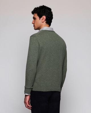 Green Lambswool V-neck jumper