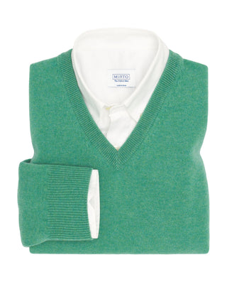 Aqua green Lambswool V-neck jumper