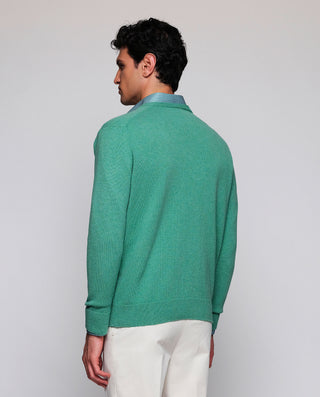 Jersey cuello V verde agua de Lambswool