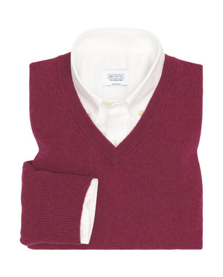 Raspberry Lambswool V-neck jumper