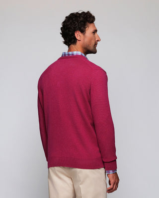 Jersey cuello V frambuesa de Lambswool
