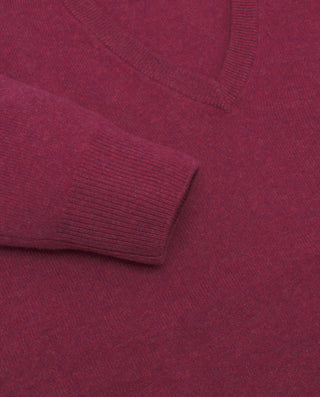 Raspberry Lambswool V-neck jumper