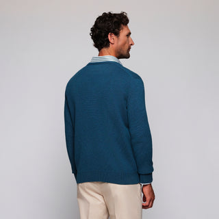 Petrol blue green Lambswool V-neck jumper