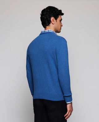 Jersey cuello V azul de Lambswool