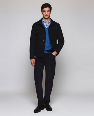 Jersey cuello V azul de Lambswool