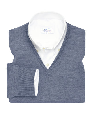 Jersey cuello V gris de lana merino extrafina by M | 03143_0052_1