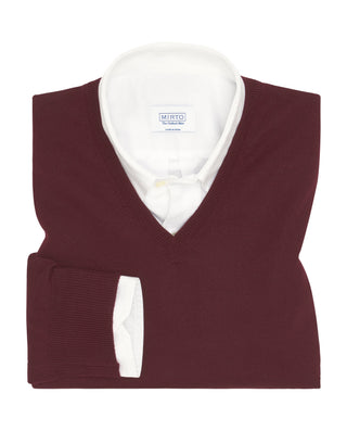 Jersey cuello V granate de lana merino extraf by M | 03143_0053_1