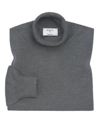 Jersey cuello alto gris de lana merino extraf by M | 03145_0056_1