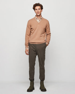 Jersey cuello V de Lambswool camel
