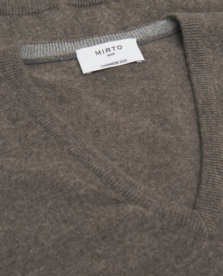 Jersey de Cashmere cuello V marrón