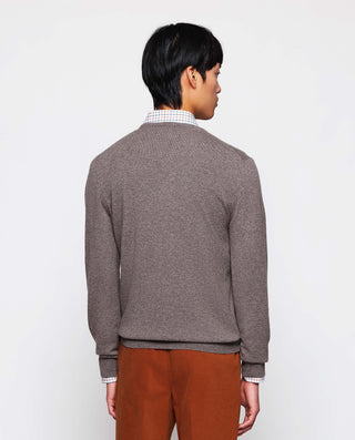 Jersey de Cashmere cuello V marrón