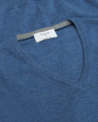 Jersey de Cashmere cuello V azul
