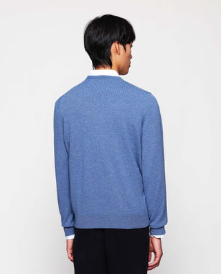 Jersey de Cashmere cuello V azul
