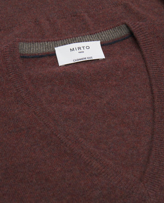 Jersey de Cashmere cuello V burdeos