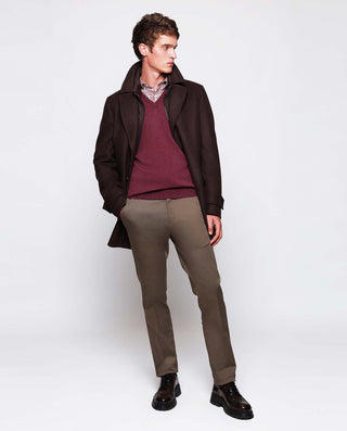 Jersey de Cashmere cuello V burdeos