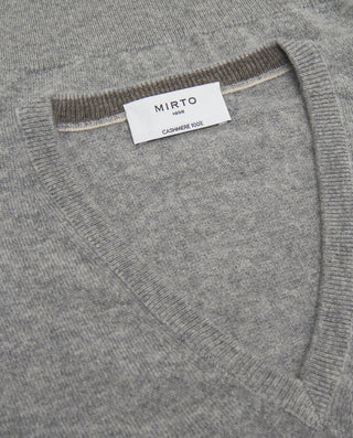 Jersey de Cashmere cuello V gris