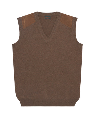 Chaleco Lambswool cuello V marrón