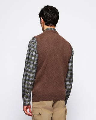 Chaleco Lambswool cuello V marrón