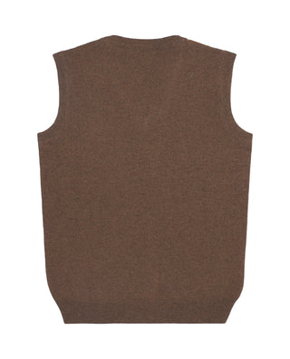 Chaleco Lambswool cuello V marrón
