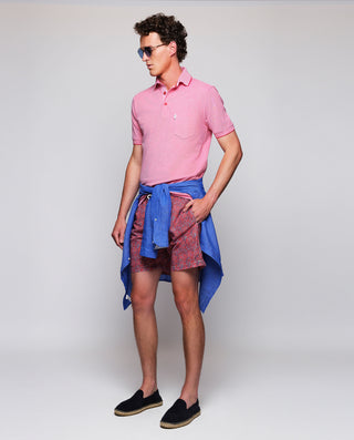 Polo coral detalles en tejido Oxford al tono