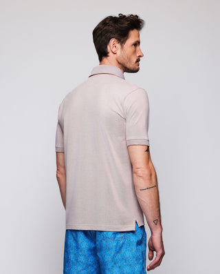 Polo beige detalles en tejido Oxford al tono