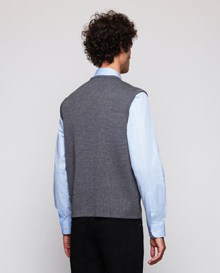 Gray knit waistcoat with buttons