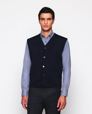 Chaleco de punto con botones azul marino by MIRTO | 03654_0053_2