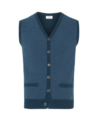Chaleco jacquard azul con botones by MIRTO | 03655_0052_1