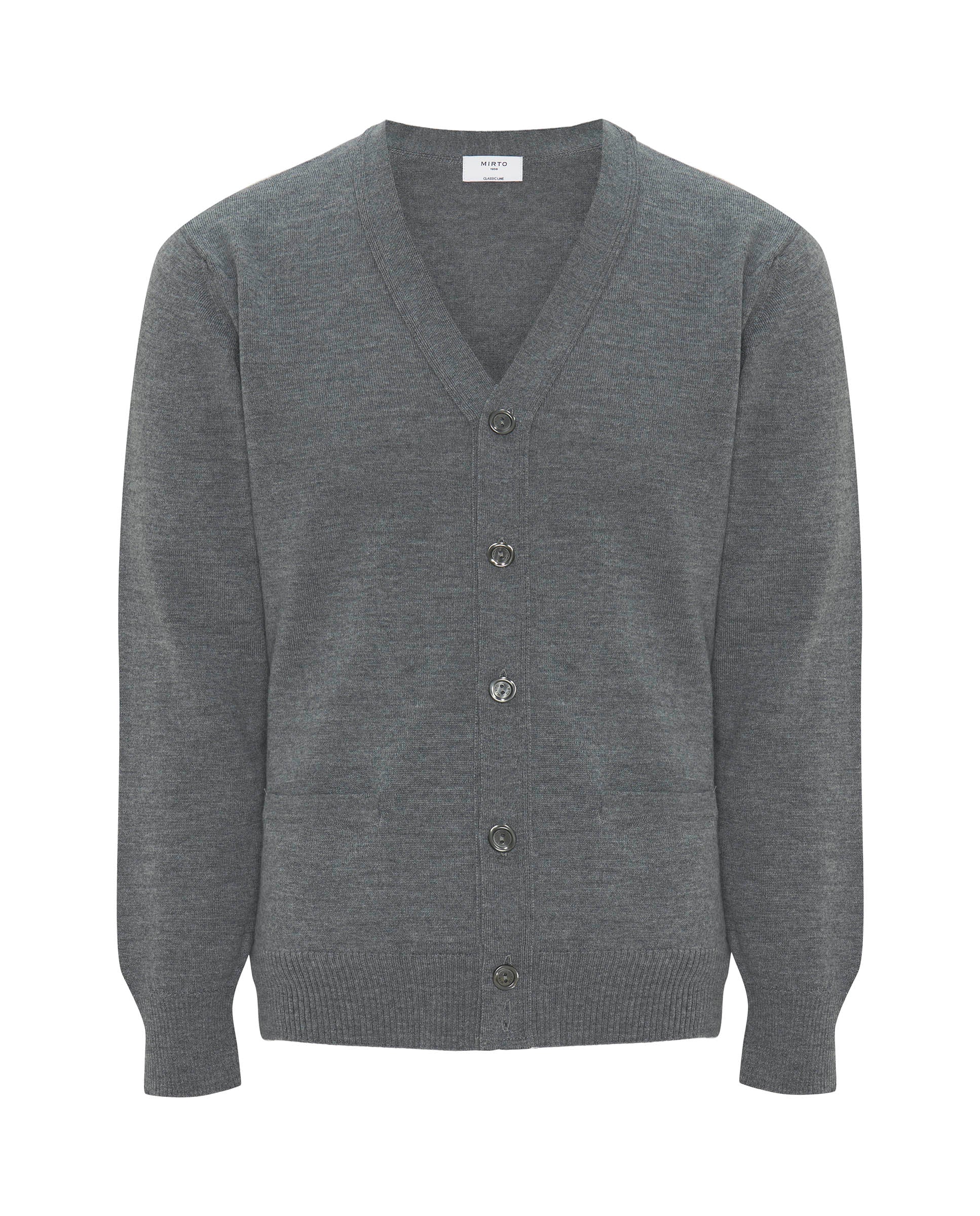 Cárdigan de punto gris con botones – MIRTO