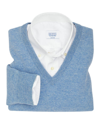 Jersey cuello V azul celeste de Lambswool by MIRTO | 03657_0053_1