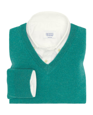 Mint green Lambswool V-neck jumper