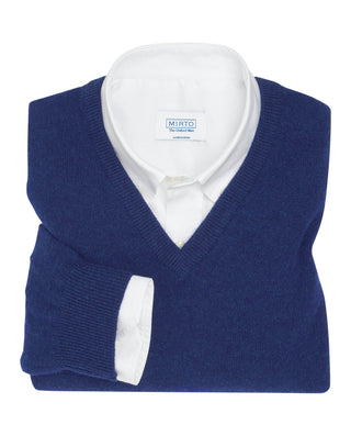 Jersey cuello V azul de Lambswool by MIRTO | 03657_0060_1