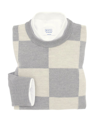 Jersey cuello redondo gris y beige delantero by MI | 03659_0050_1