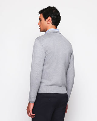Jersey cuello redondo gris y beige delantero by MI | 03659_0050_3