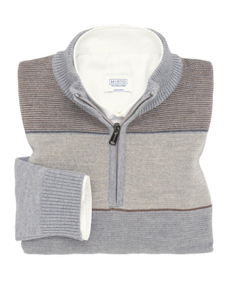Jersey de punto cuello perkins gris y camel by MIR | 03663_0050_1