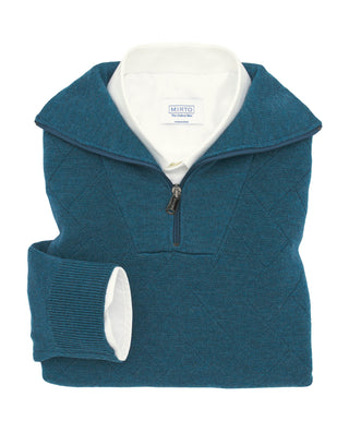 Jersey de punto cuello perkins verde con crem by M | 03664_0050_1