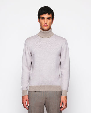 Jersey de punto cuello alto beige by MIRTO | 03666_0050_2
